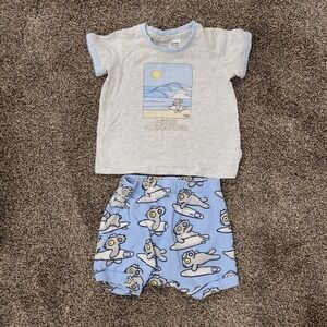 Peter Alexander Baby Pajama Set Koala Surf Print 18-24 Months Grey Blue